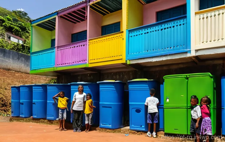 기후 변화 대응을 위한 커뮤니티 리더십 - **"Community Garden in a Portuguese Village":** A vibrant and bustling scene in a sun-drenched, trad...