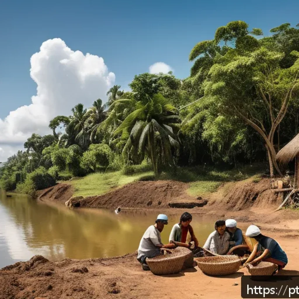 기후 변화에 대한 지역 주민의 인식 변화 - A vibrant Brazilian riverside community actively engaged in environmental conservation, featuring di...