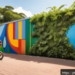 Home 21 회복력 있는 커뮤니티 설계를 위한 디자인 원칙 - A vibrant multifunctional urban park in a Brazilian neighborhood, featuring diverse groups of people...