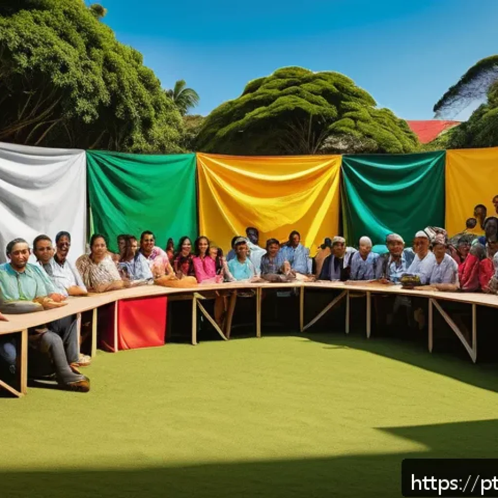 회복력 있는 커뮤니티를 위한 정책적 접근 - A vibrant Brazilian urban community meeting outdoors, diverse residents actively participating in a ...