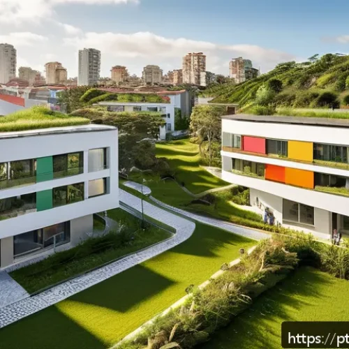 Home 17 탄소 중립 커뮤니티 설계의 중요성 - A vibrant urban neighborhood in Brazil with integrated green spaces: tree-lined streets, community p...