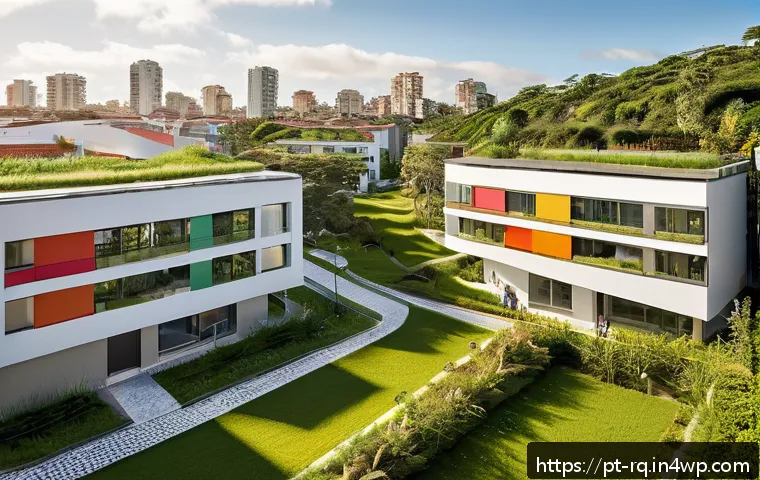 탄소 중립 커뮤니티 설계의 중요성 - A vibrant urban neighborhood in Brazil with integrated green spaces: tree-lined streets, community p...
